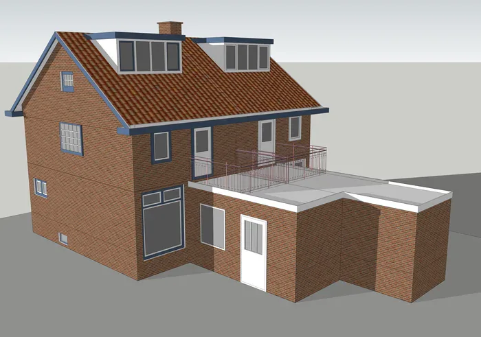 3D model van een uitbouw in Baarn